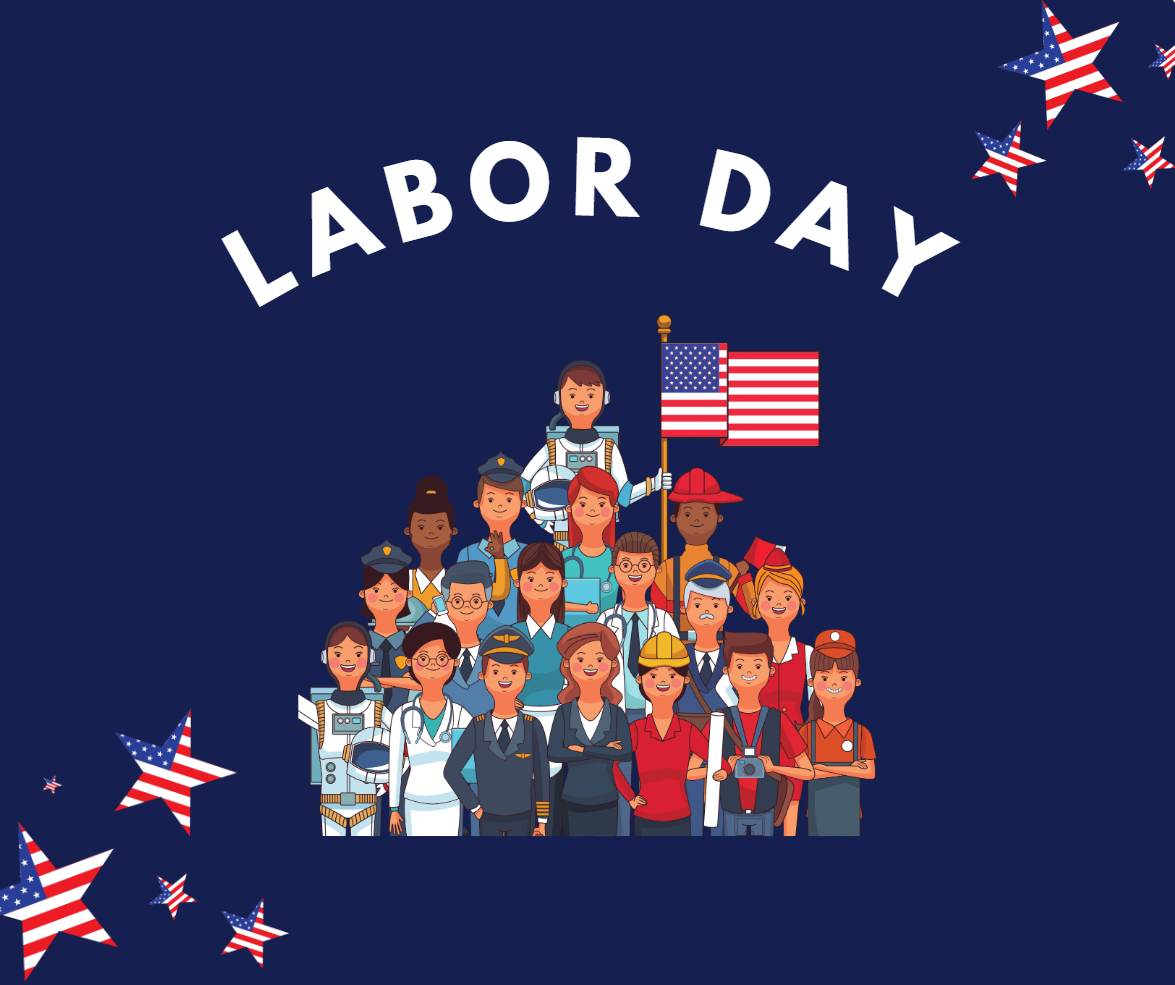 Labor day featuring people of various jobs and professions